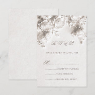 White Sculptural Flowers Wild Roses RSVP Card