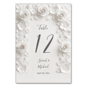 White Sculptured Flowers Arch Wedding   Table Number