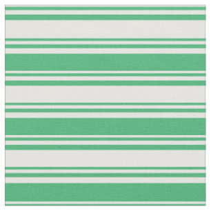 White & Sea Green Lined/Striped Pattern Fabric