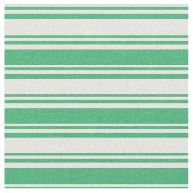 White & Sea Green Lined/Striped Pattern Fabric (Close Up)
