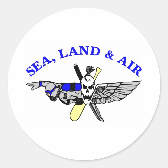 White Sea Land Air Classic Round Sticker (Front)