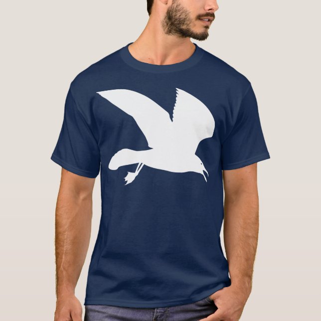 White Seagull In Flight T-Shirt (Front)