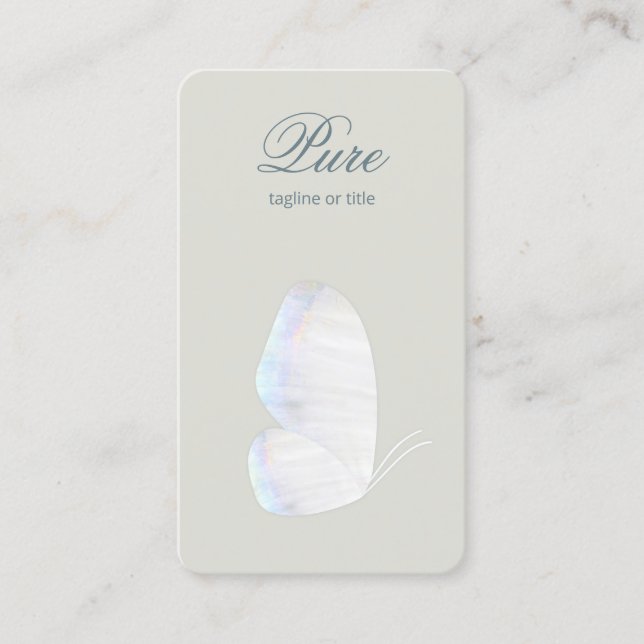 White Seashell Butterfly Beauty and Wellness Business Card (Front)