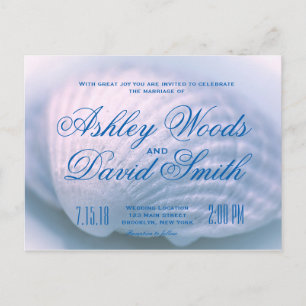 White Seashell Wedding Invitation Postcard
