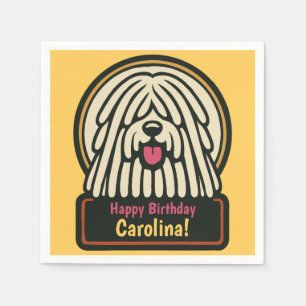 White Shaggy Dog Birthday Party Napkin
