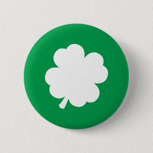 White Shamrock 6 Cm Round Badge