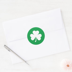 White Shamrock on Irish Green St Patrick's Day Classic Round Sticker
