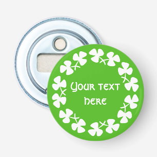 White Shamrocks Border Add Text Bottle Opener
