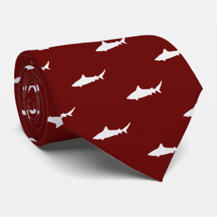 White Shark On Red Background Simple Style Tie
