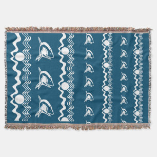 WHITE shark personalise / .choose colour backgroun Throw Blanket
