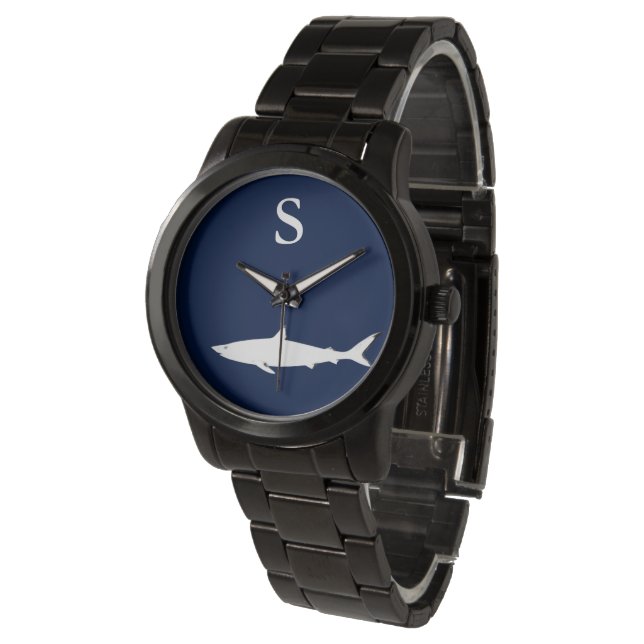 white Shark personalised Watch (Angled)