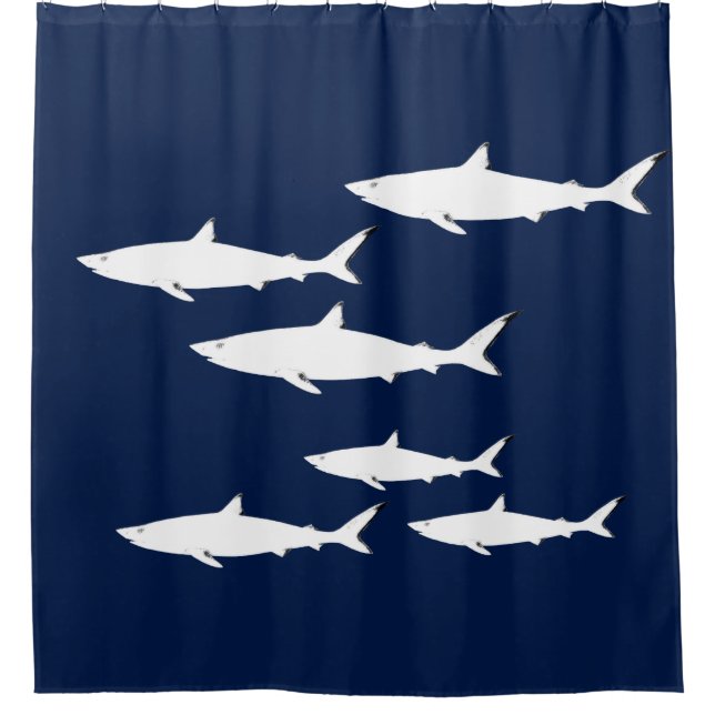 White Sharks Shower Curtain (Front)
