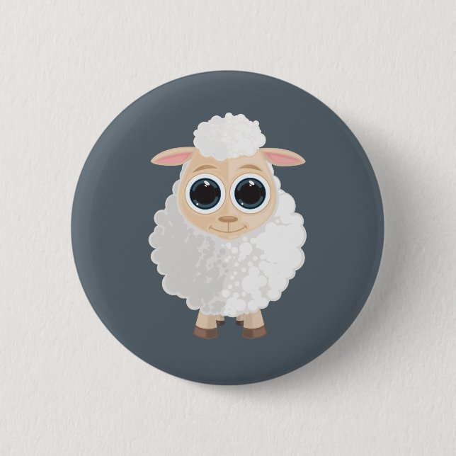 White Sheep 6 Cm Round Badge (Front)