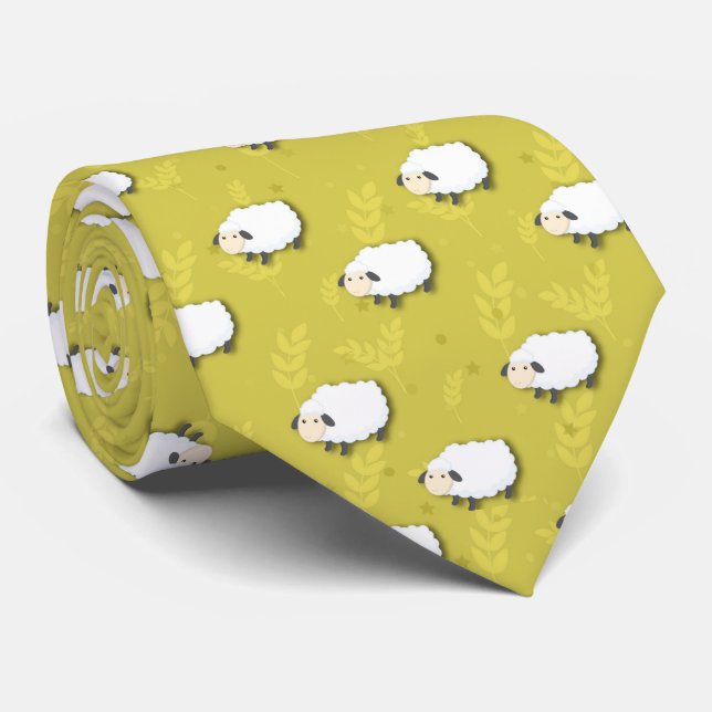 White Sheep Farmer/ Rancher  Men's Tie (Rolled)