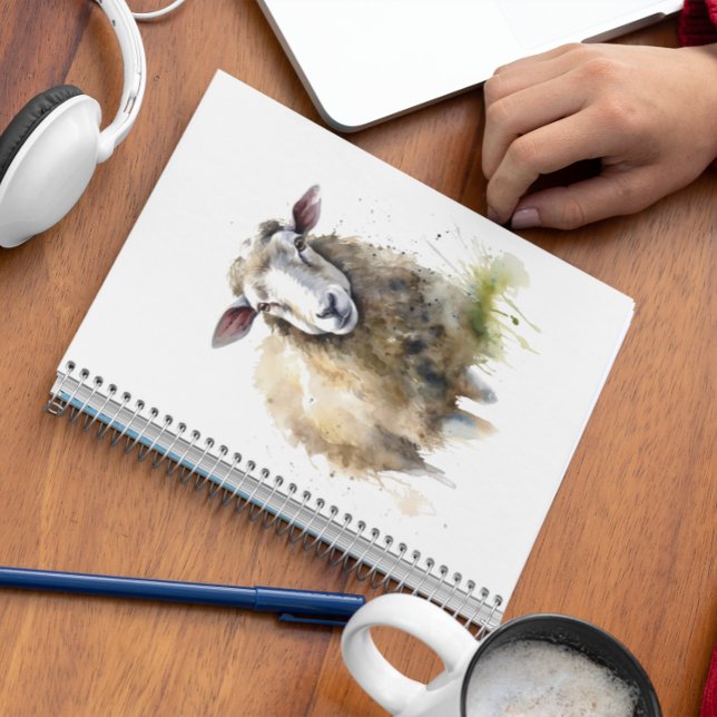 white sheep in a pasture painted in water colour planner (Creator Uploaded)