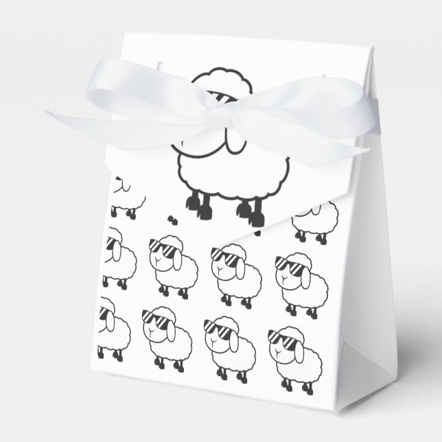 White Sheep in Sunglasses Cartoon Favour Box (Front Side)