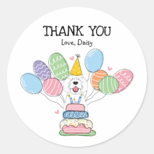 White Sheepadoodle Favour Tags Sticker