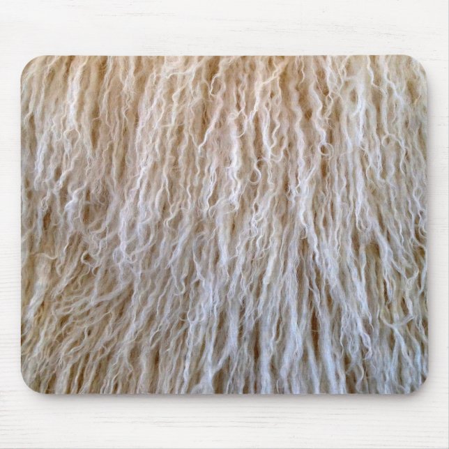 White Sheepskin Fur Design Mouse Pad (Front)