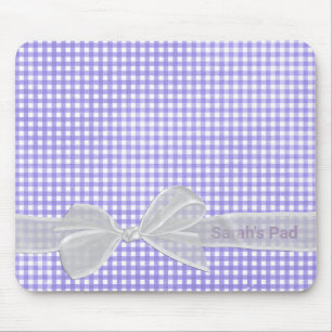 White Sheer Bow On Gingham Mouse Pad