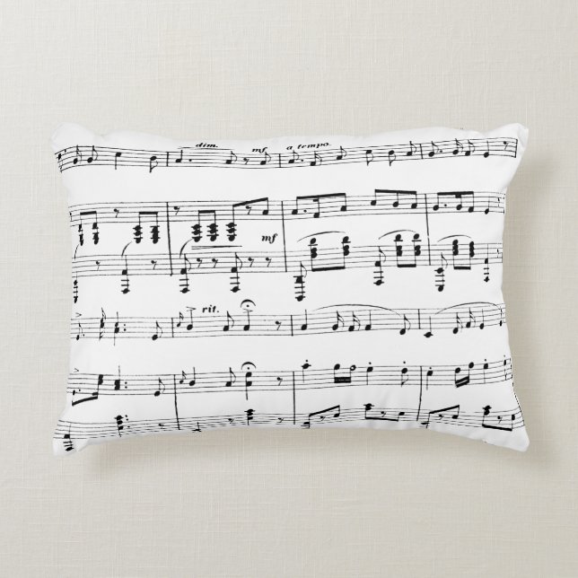 White Sheet Music Decorative Cushion (Front)