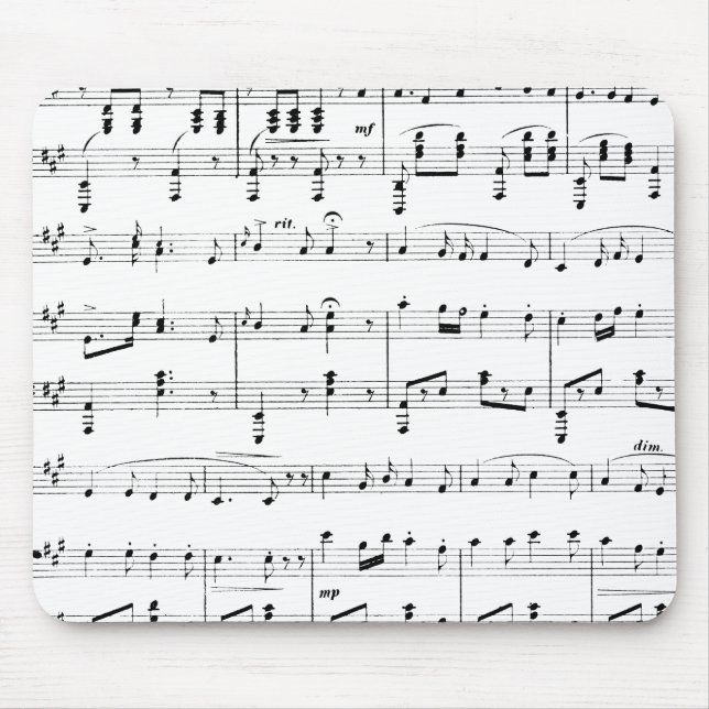 White Sheet Music Mouse Pad (Front)