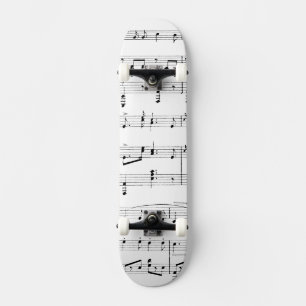 White Sheet Music Skateboard