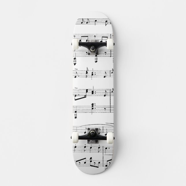 White Sheet Music Skateboard (Front)