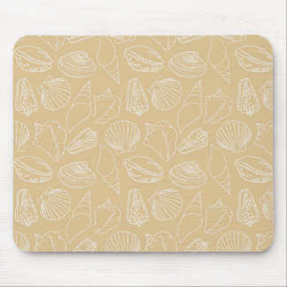 White Shells on Sandy Beige Mouse Pad