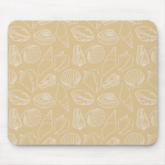 White Shells on Sandy Beige Mouse Pad (Front)