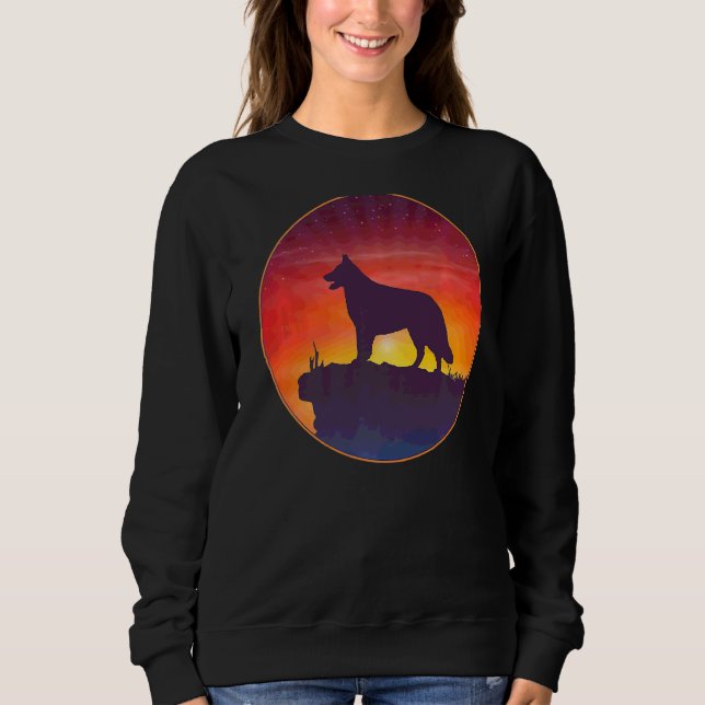 White Shepherd Dog Sunset Sweatshirt (Front)