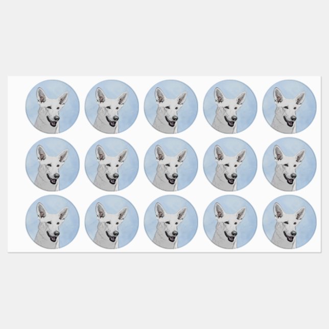 White Shepherd Painting - Cute Original Dog Art (Sheet)