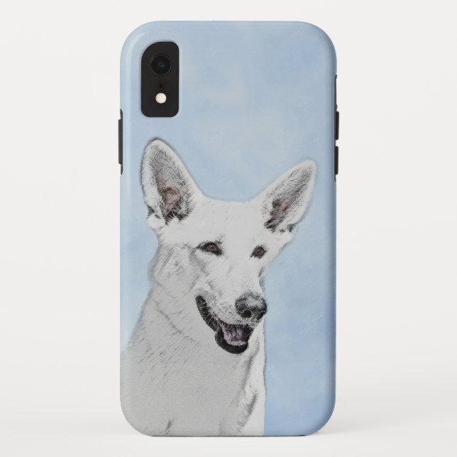 White Shepherd Painting - Cute Original Dog Art Case-Mate iPhone Case (Back)