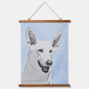 White Shepherd Painting - Cute Original Dog Art Hanging Tapestry