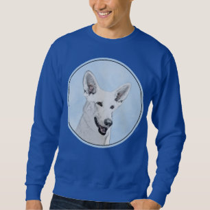 White Shepherd Painting - Cute Original Dog Art Sweatshirt