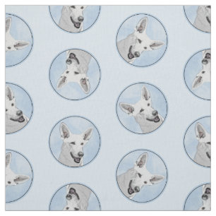 White Shepherd Painting Cute Original Pet Dog Art Fabric