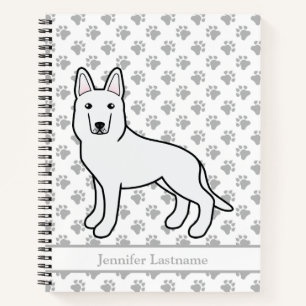 White Shepherd White German Shepherd & Custom Text Notebook