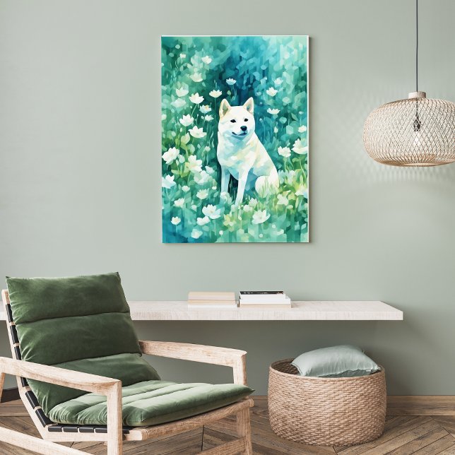White Shiba in Green A-1 Poster (Creator Uploaded)
