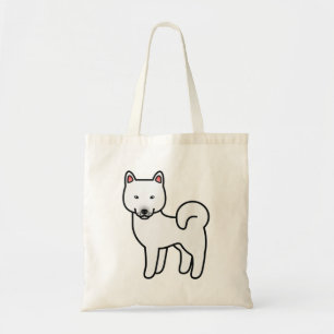 White Shiba Inu Cartoon Dog Illustration Tote Bag