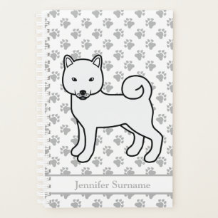 White Shiba Inu Cute Dog And Paws & Text Planner