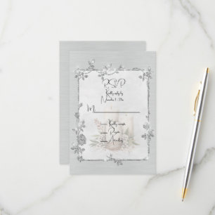 White Shiny Elegant Sparkly Frame  RSVP Card