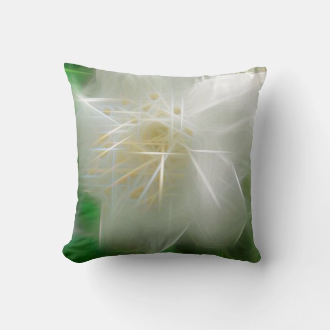 White Shiny Jasmine Cushion (Front)