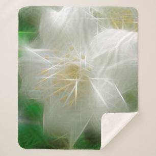 White Shiny Jasmine Sherpa Blanket