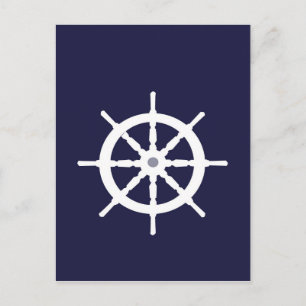 White ship's wheel. postcard