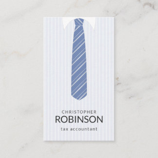 White Shirt and Custom Colour Blue Tie Accountant Business Card