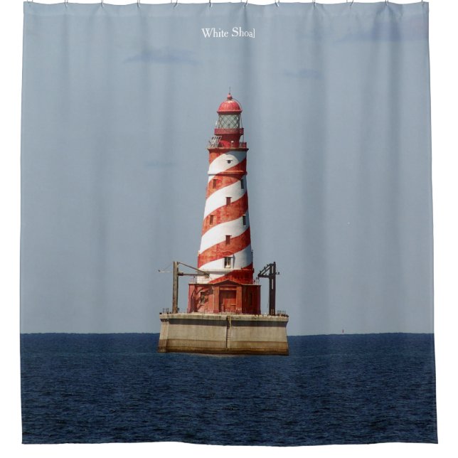 White Shoal Light shower curtain (Front)