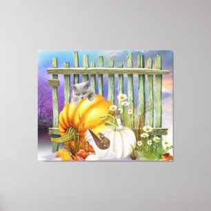 White Shoe Lost in the Pumpkin Patch Collage Canvas Print