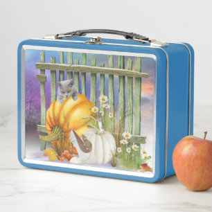 White Shoe Lost in the Pumpkin Patch Collage Metal Lunch Box