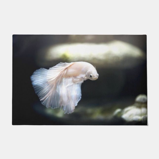 White Siamese Fighting Fish Doormat (Front)