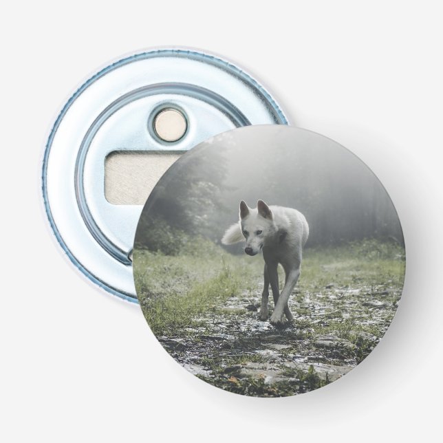 White Siberian Husky Bottle Opener (Front)