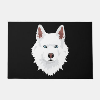 White Siberian Husky Canine - White Snow Dog Doormat
